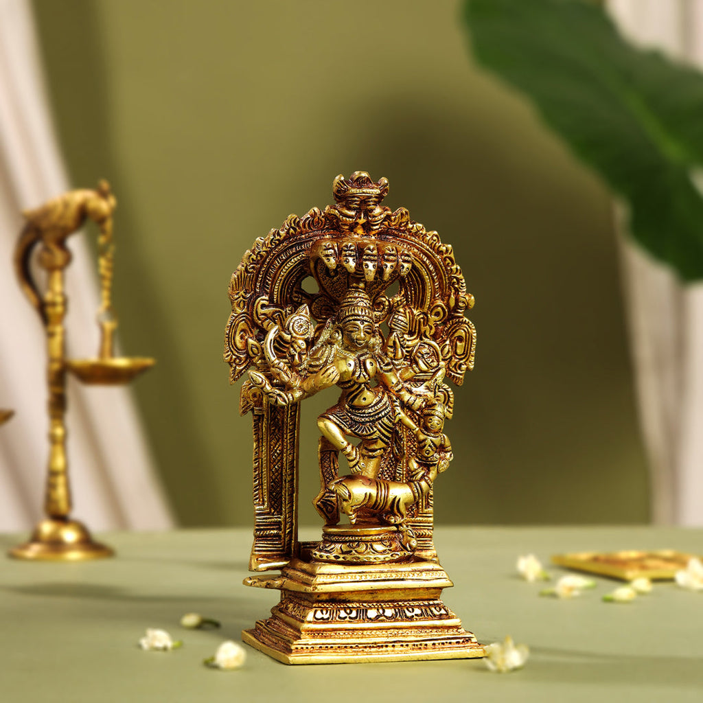 Brass Goddess Standing Mahishasura Mardini Idol (8 Inch) Vedansh Craft