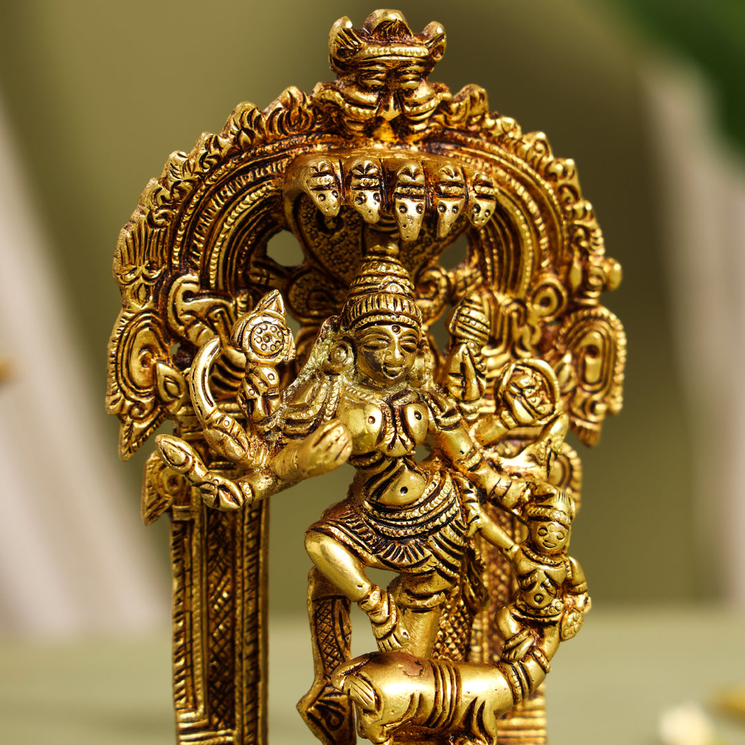 Brass Goddess Standing Mahishasura Mardini Idol (8 Inch) Vedansh Craft