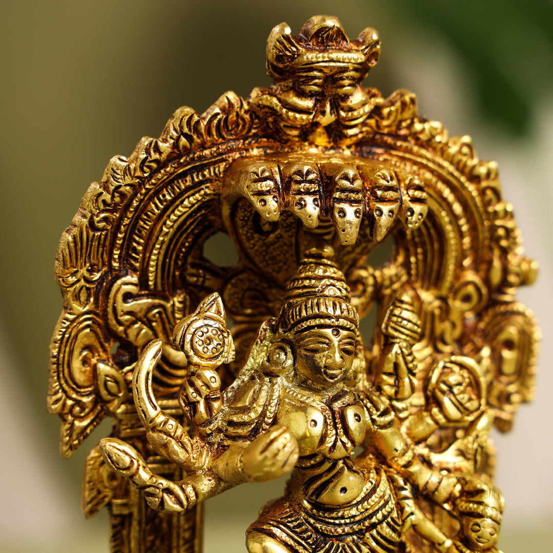 Brass Goddess Standing Mahishasura Mardini Idol (8 Inch) Vedansh Craft