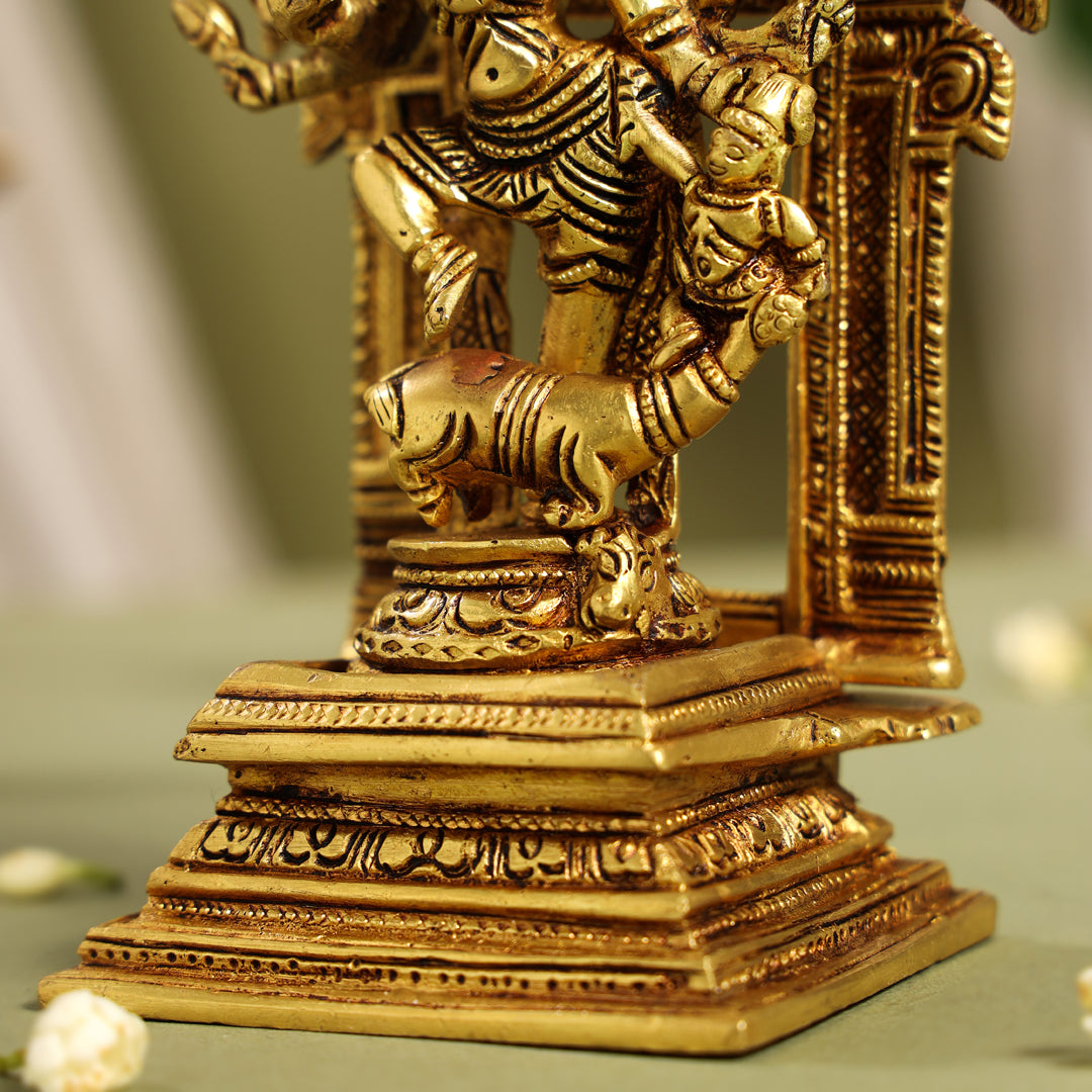 Brass Goddess Standing Mahishasura Mardini Idol (8 Inch) Vedansh Craft
