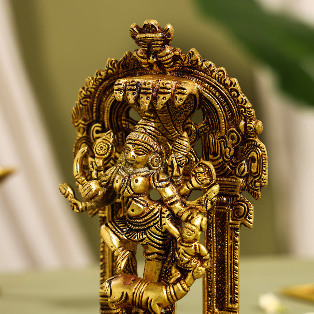 Brass Goddess Standing Mahishasura Mardini Idol (8 Inch) Vedansh Craft
