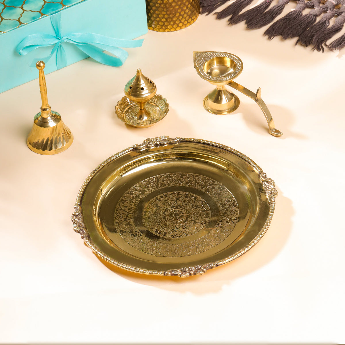 Brass Thali Pooja Gift Hamper Vedansh Craft