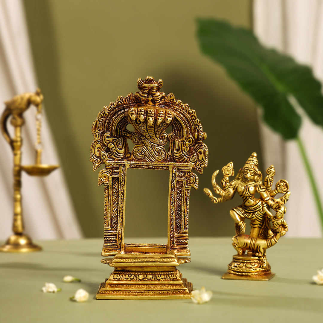 Brass Goddess Standing Mahishasura Mardini Idol (8 Inch) Vedansh Craft