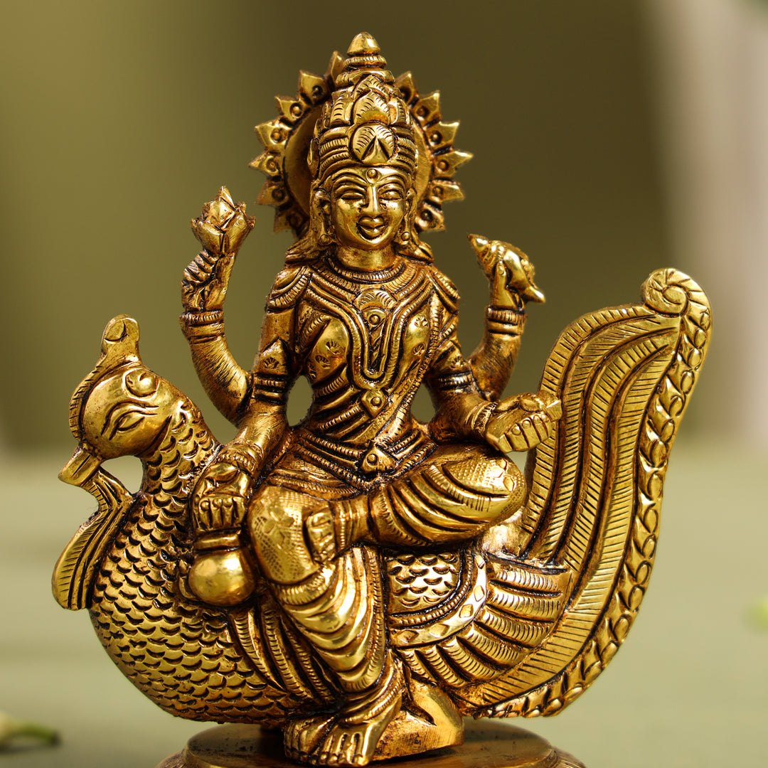 Brass Superfine Gayatri Devi Idol (4.5 Inch) Vedansh Craft