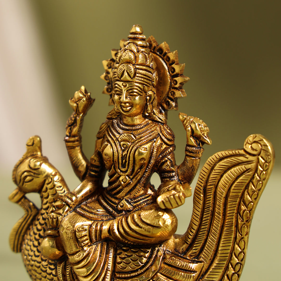 Brass Superfine Gayatri Devi Idol (4.5 Inch) Vedansh Craft