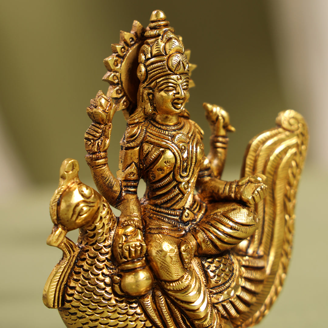 Brass Superfine Gayatri Devi Idol (4.5 Inch) Vedansh Craft