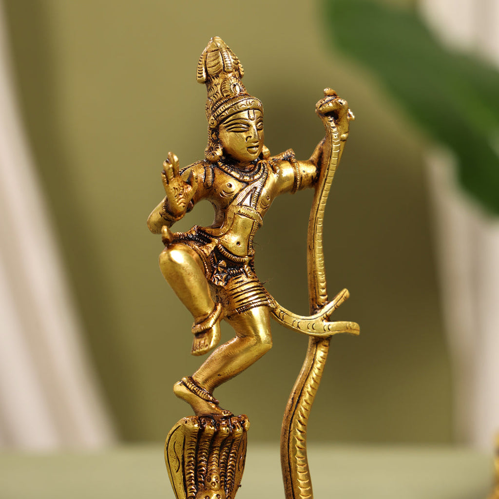 Brass Superfine Dancing Kalinga Krishna Statue (8.5 Inch) Vedansh Craft