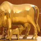 Brass Kamdhenu Cow With Calf Idol (6 Inch) Vedansh Craft