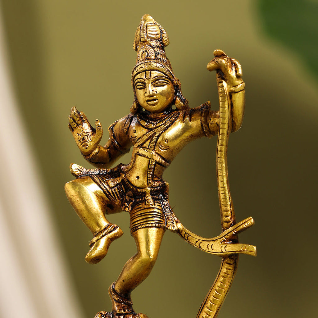 Brass Superfine Dancing Kalinga Krishna Statue (8.5 Inch) Vedansh Craft