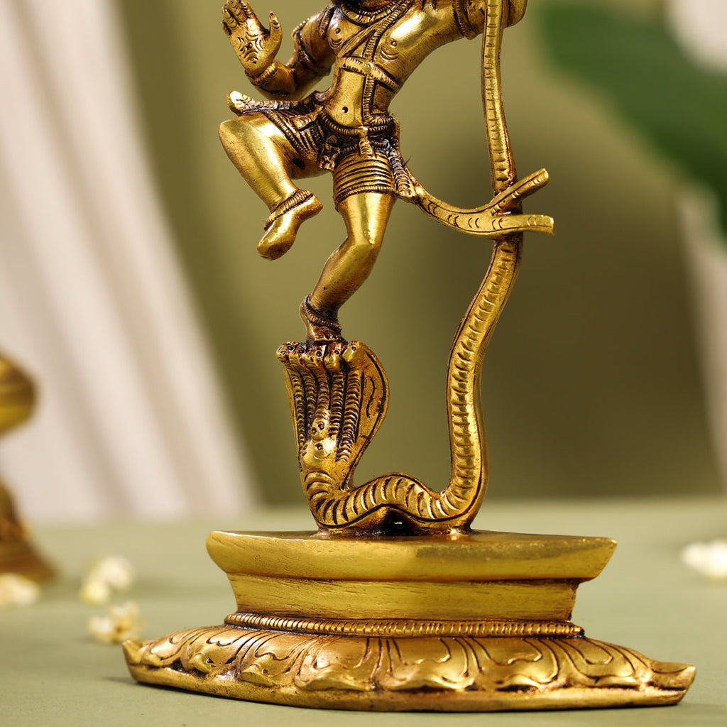 Brass Superfine Dancing Kalinga Krishna Statue (8.5 Inch) Vedansh Craft