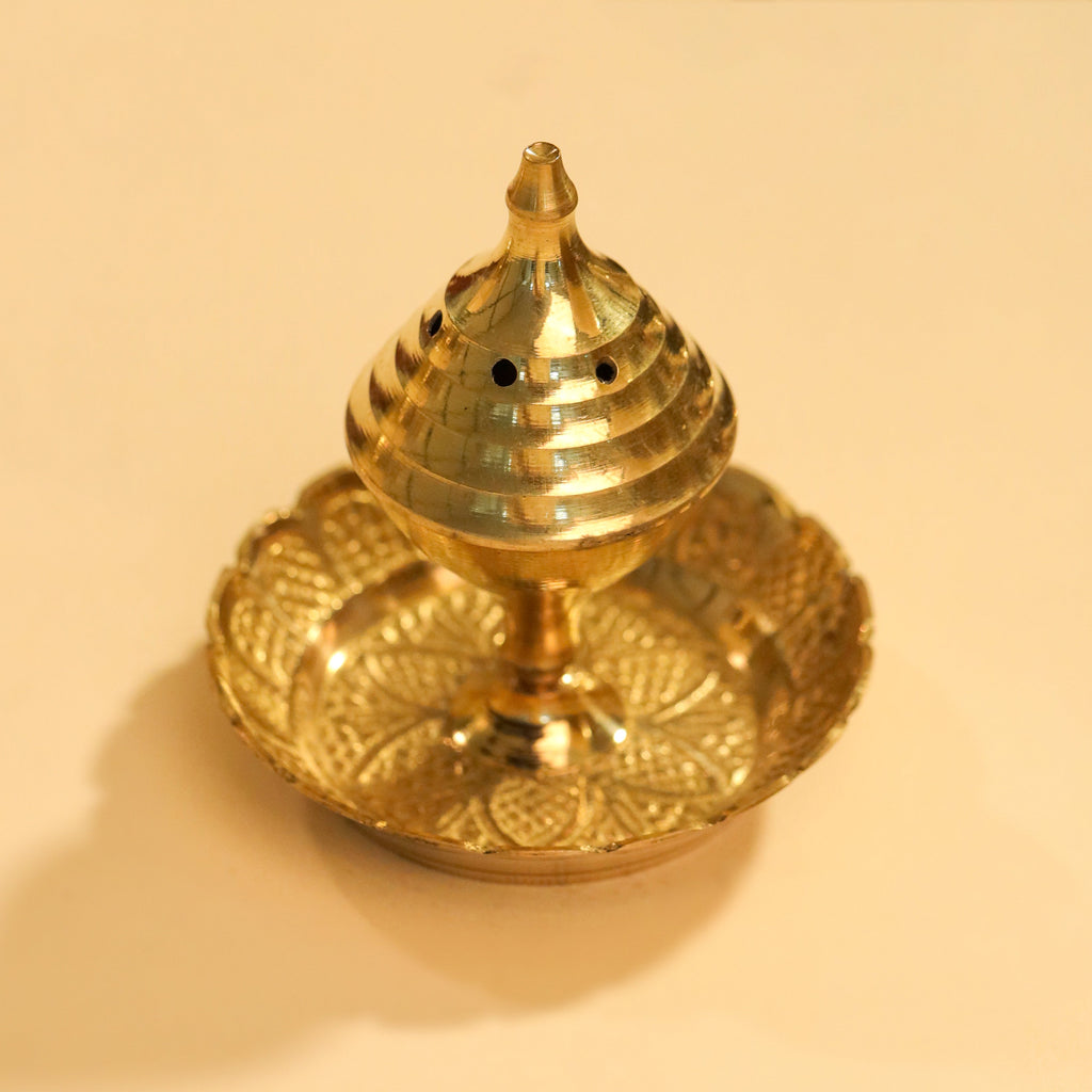Brass Pooja Thali, Handbell, Agardan & Diya Gift Hamper Vedansh Craft