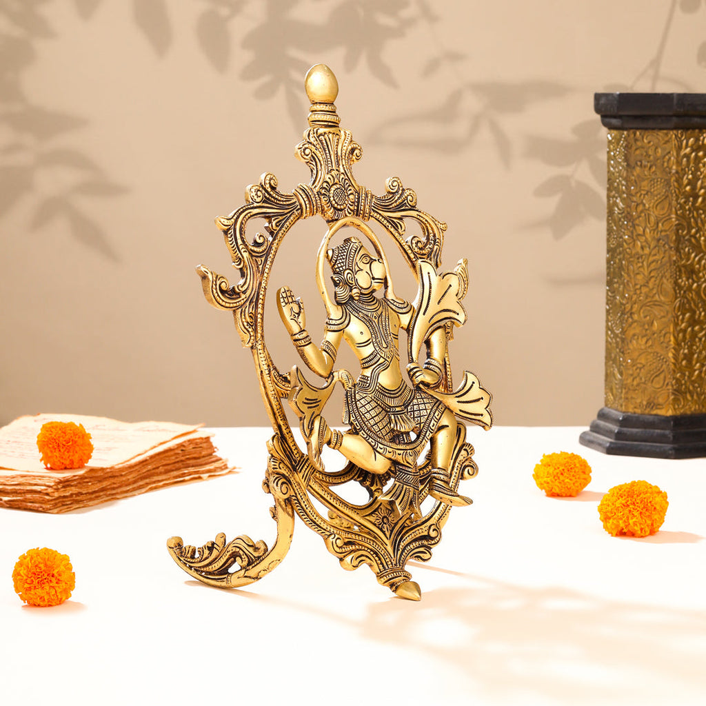 Brass Lord Hanuman Idol In Frame (12.5 Inch) Vedansh Craft