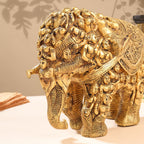 Brass Majestic Carved Elephant Statue (11 Inch) Vedansh Craft
