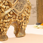 Brass Majestic Carved Elephant Statue (11 Inch) Vedansh Craft