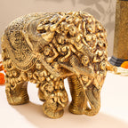 Brass Majestic Carved Elephant Statue (11 Inch) Vedansh Craft