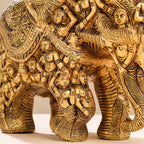 Brass Majestic Carved Elephant Statue (11 Inch) Vedansh Craft