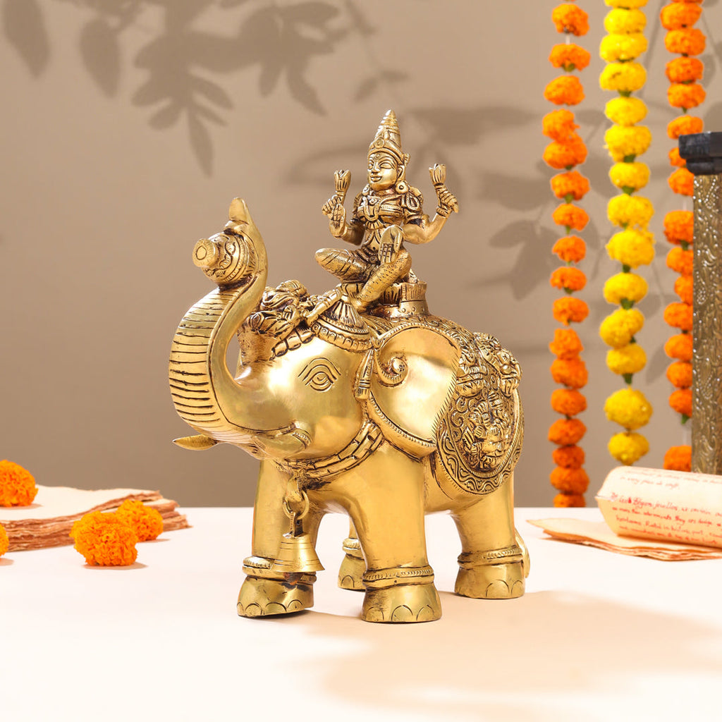 Brass Ashtalakshmi Elephant Statue (12 Inch) Vedansh Craft