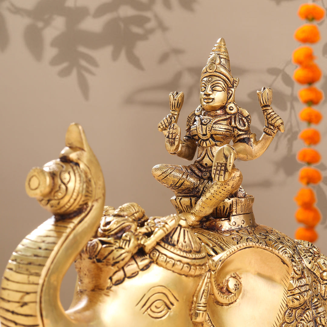 Brass Ashtalakshmi Elephant Statue (12 Inch) Vedansh Craft