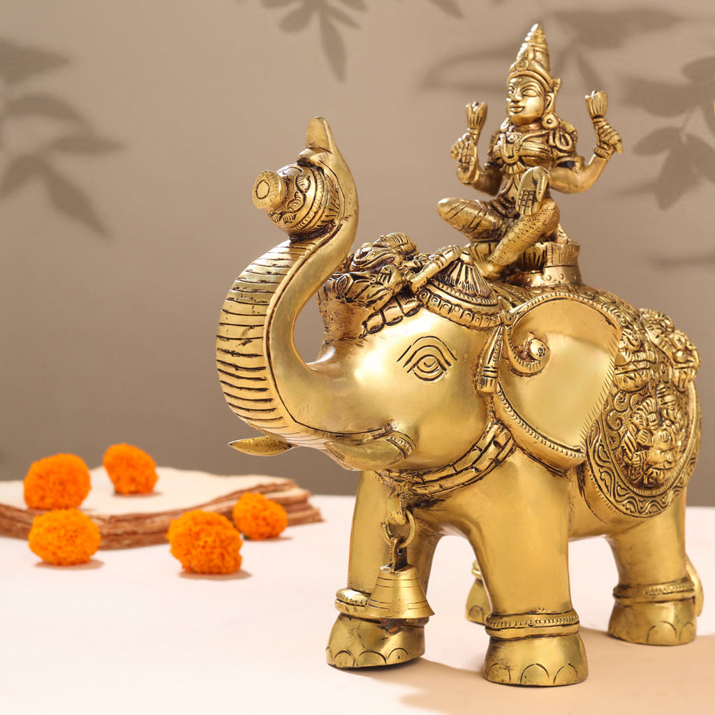 Brass Ashtalakshmi Elephant Statue (12 Inch) Vedansh Craft