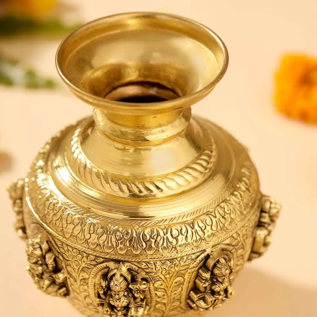 Brass Ashtalakshmi Kodam / Kalash (7.5 Inch) Vedansh Craft