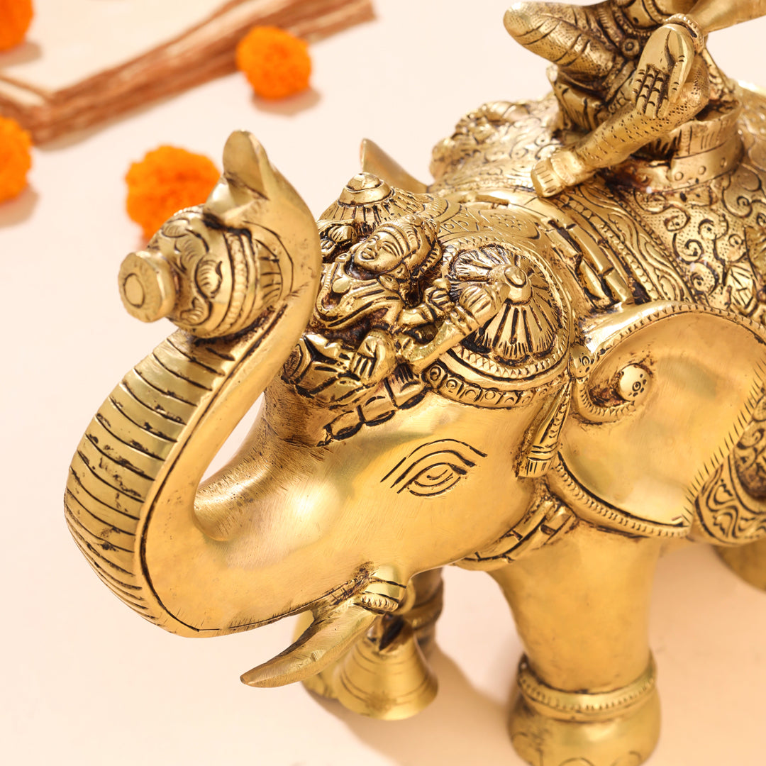 Brass Ashtalakshmi Elephant Statue (12 Inch) Vedansh Craft