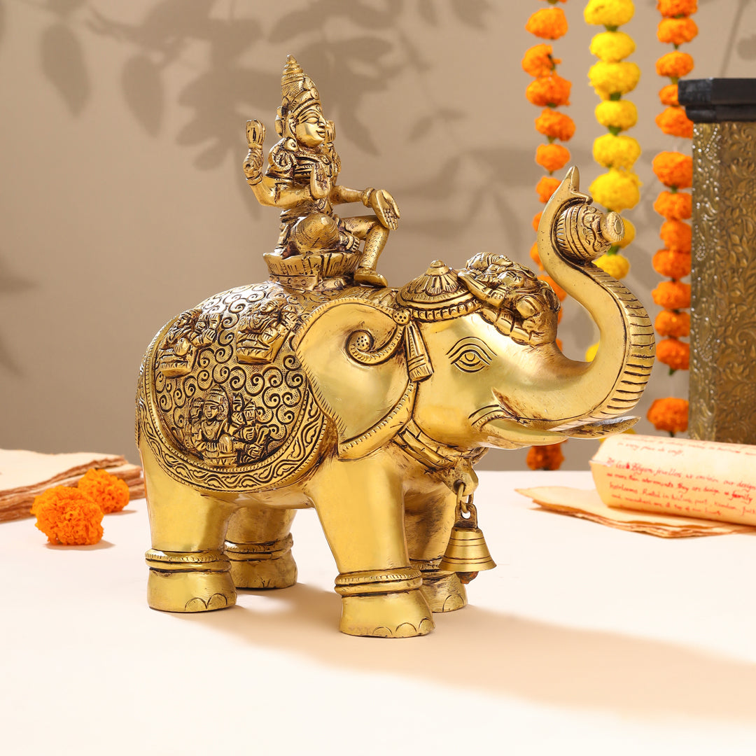 Brass Ashtalakshmi Elephant Statue (12 Inch) Vedansh Craft