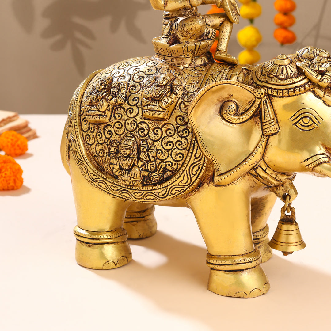 Brass Ashtalakshmi Elephant Statue (12 Inch) Vedansh Craft