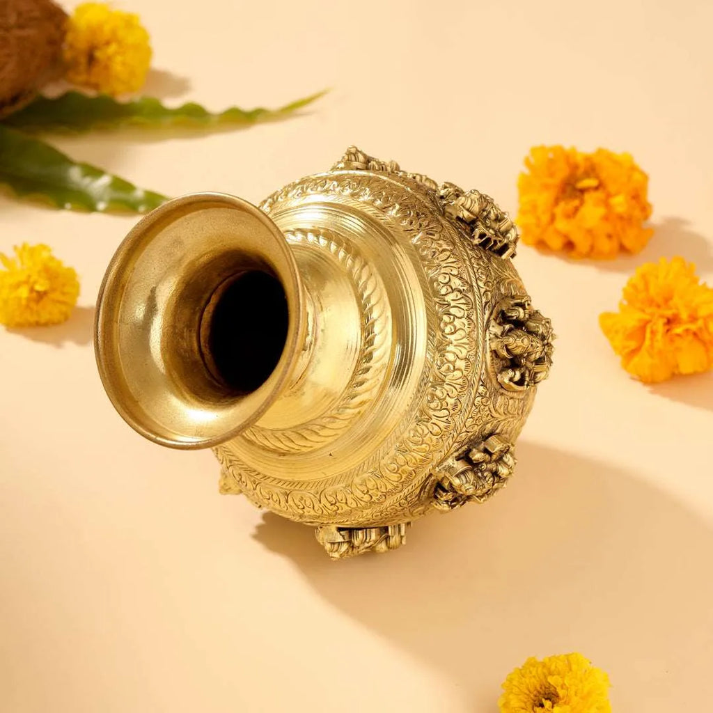 Brass Ashtalakshmi Kodam / Kalash (7.5 Inch) Vedansh Craft