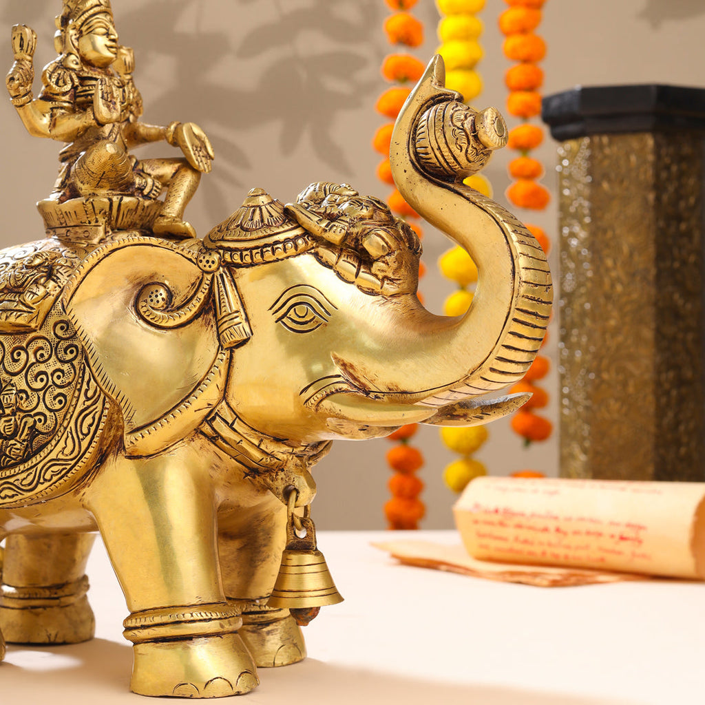 Brass Ashtalakshmi Elephant Statue (12 Inch) Vedansh Craft