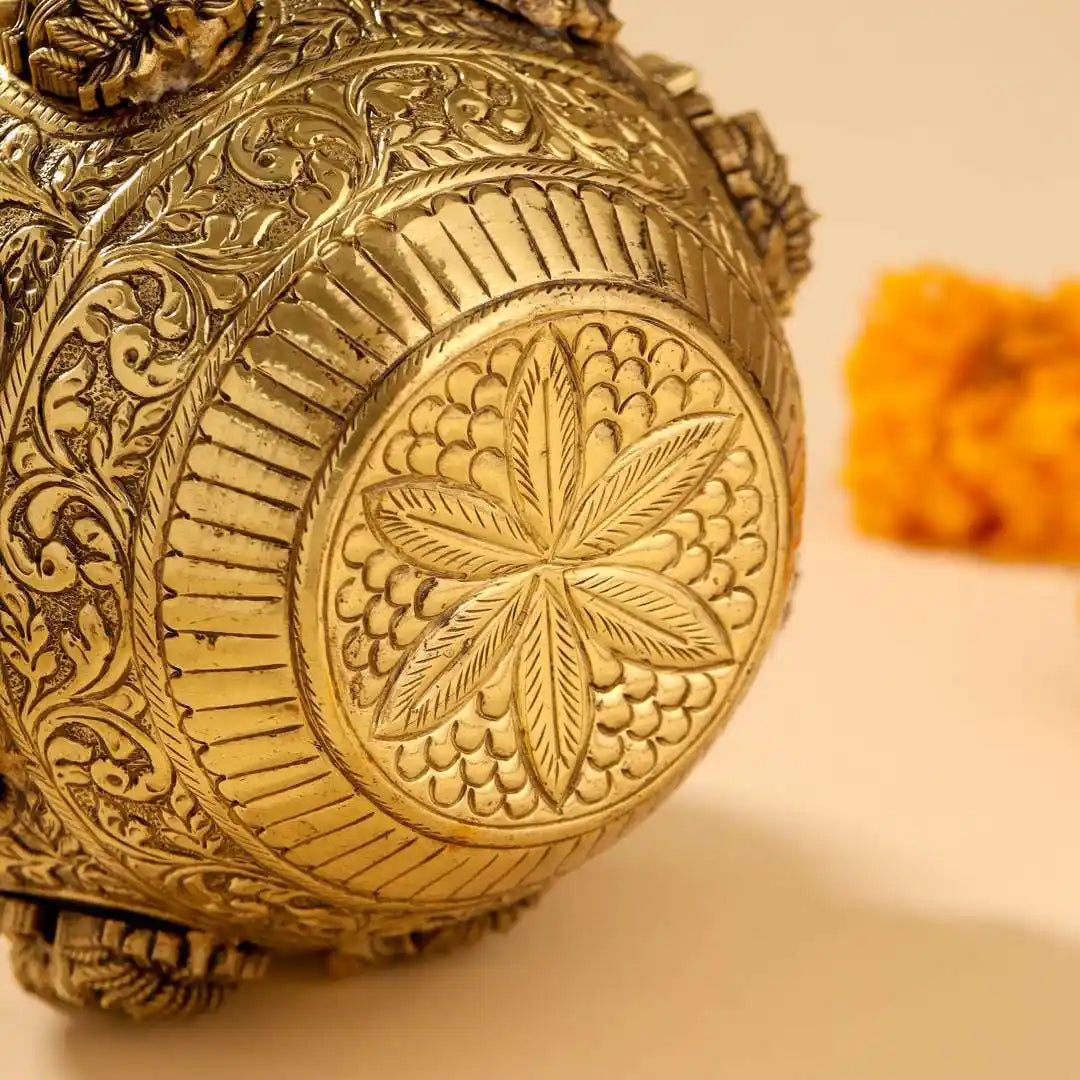 Brass Ashtalakshmi Kodam / Kalash (7.5 Inch) Vedansh Craft