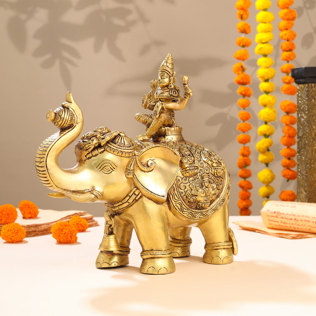 Brass Ashtalakshmi Elephant Statue (12 Inch) Vedansh Craft