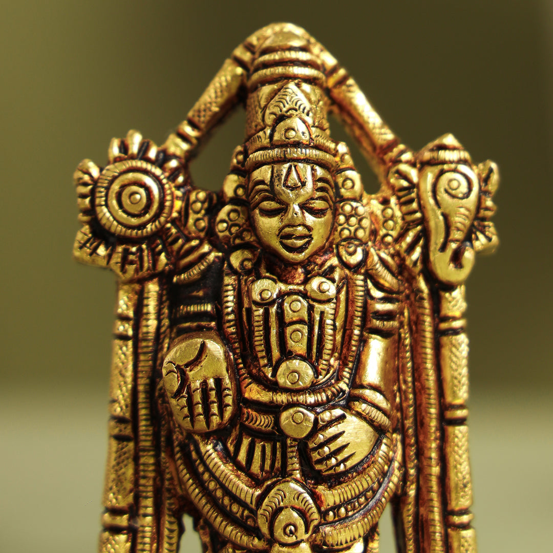 Brass Tirupati Balaji/Venkateshwar Idol (3.8 Inch) Vedansh Craft