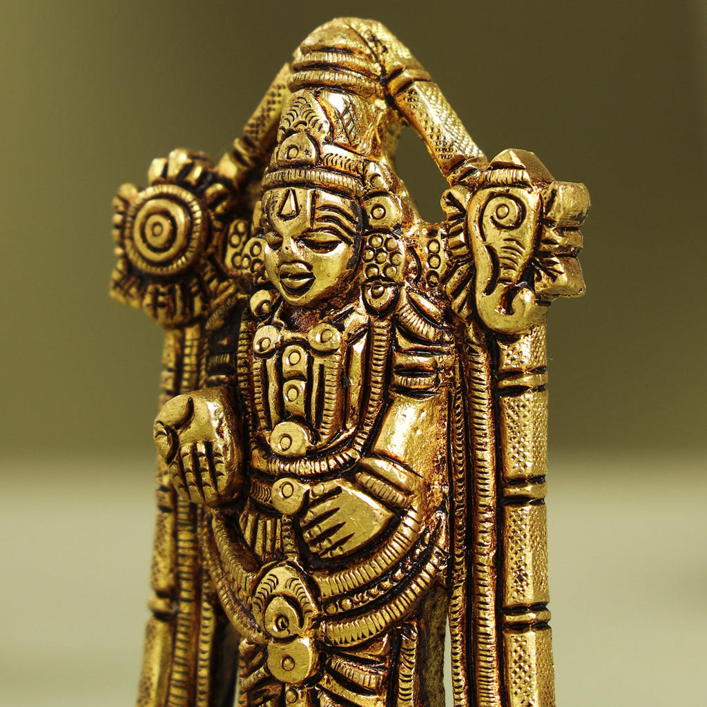 Brass Tirupati Balaji/Venkateshwar Idol (3.8 Inch) Vedansh Craft