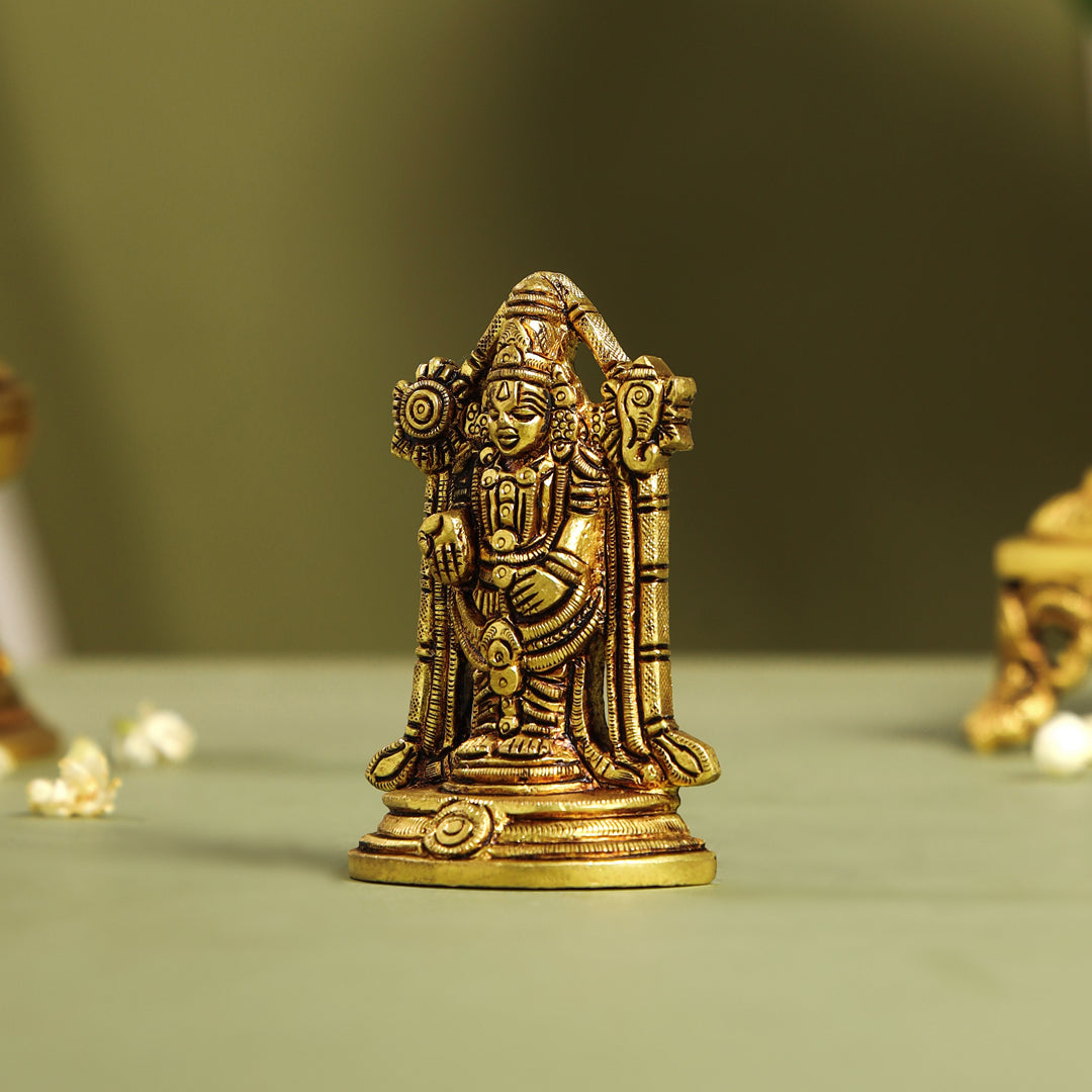 Brass Tirupati Balaji/Venkateshwar Idol (3.8 Inch) Vedansh Craft