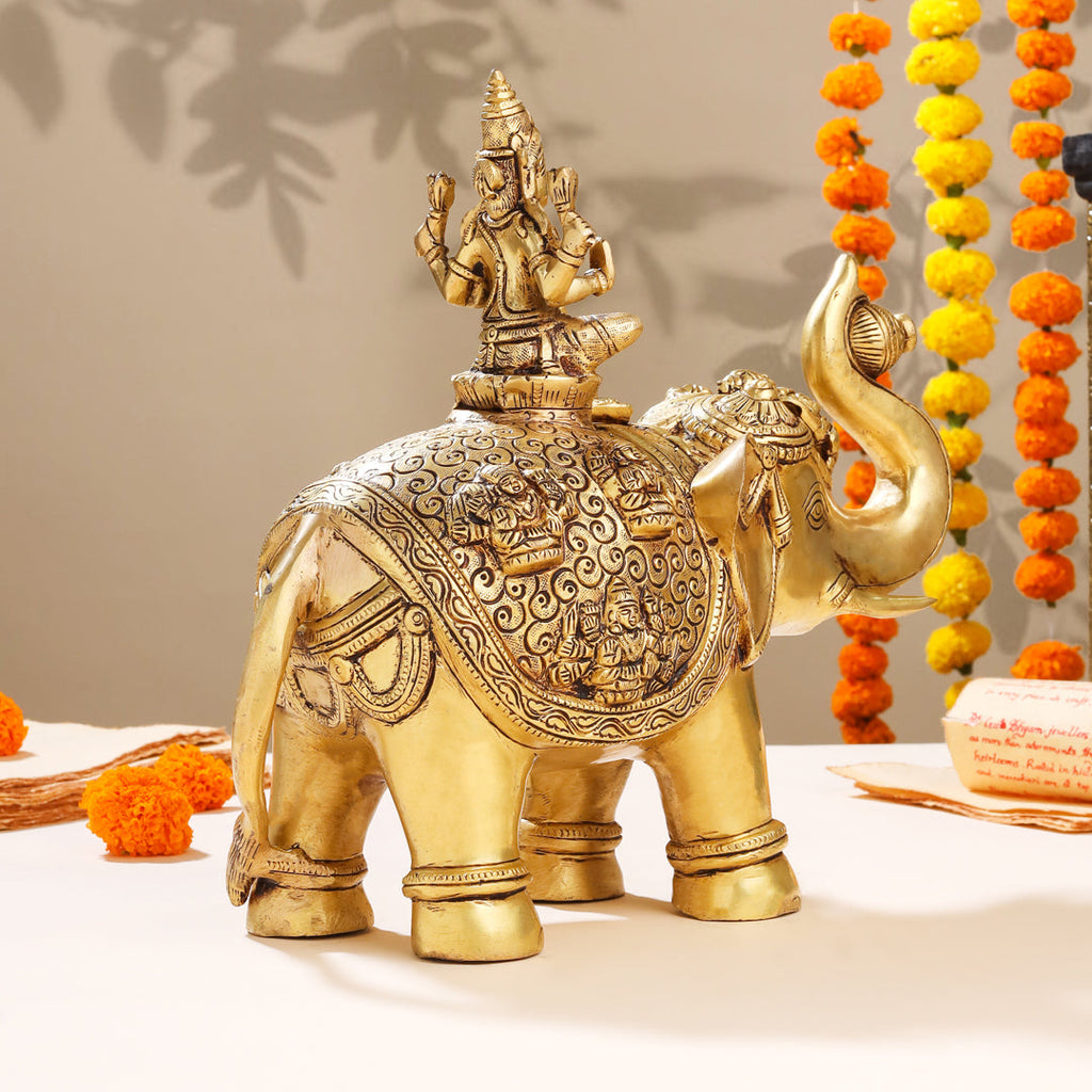 Brass Ashtalakshmi Elephant Statue (12 Inch) Vedansh Craft