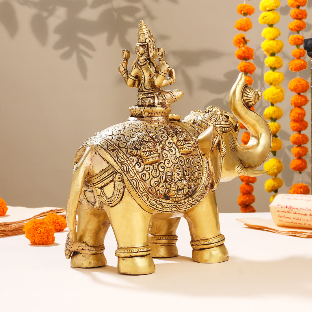Brass Ashtalakshmi Elephant Statue (12 Inch) Vedansh Craft
