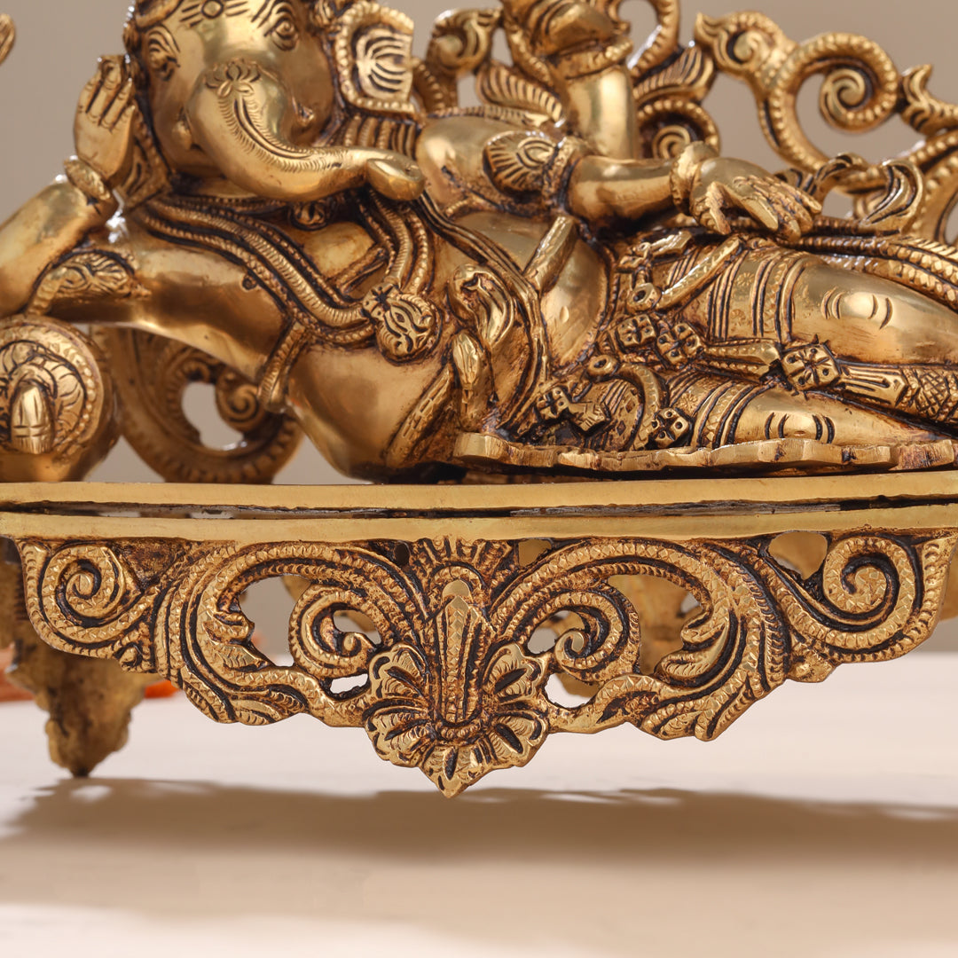 Brass Superfine Ganesha Resting On Couch (9 Inch) Vedansh Craft