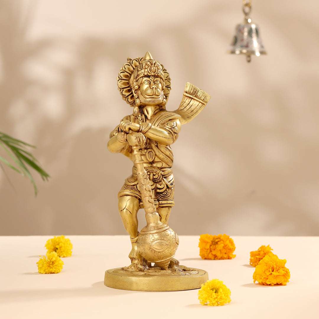 Brass Lord Hanuman Standing Idol (14 Inch) Vedansh Craft