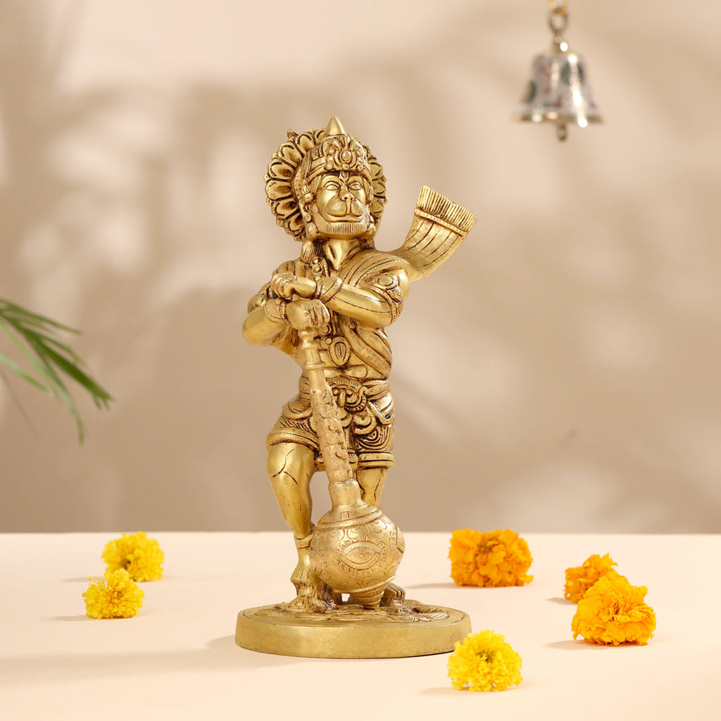 Brass Lord Hanuman Standing Idol (14 Inch) Vedansh Craft