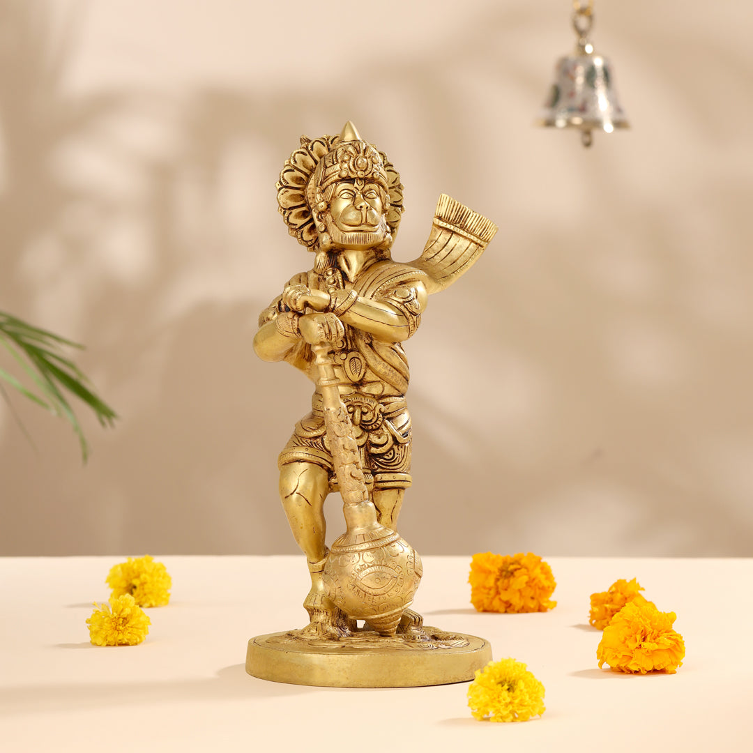 Brass Lord Hanuman Standing Idol (14 Inch) Vedansh Craft