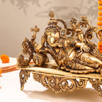Brass Superfine Ganesha Resting On Couch (9 Inch) Vedansh Craft