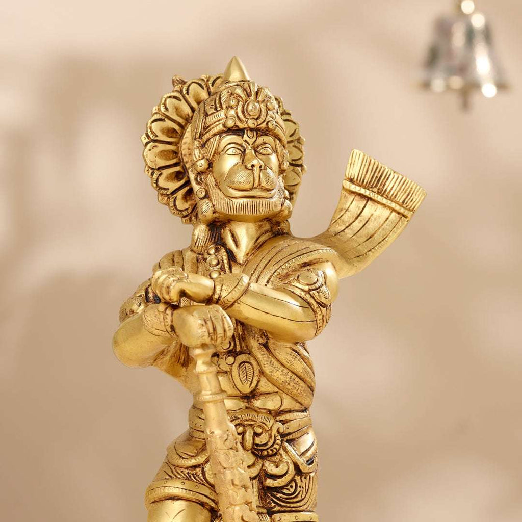 Brass Lord Hanuman Standing Idol (14 Inch) Vedansh Craft