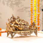Brass Superfine Ganesha Resting On Couch (9 Inch) Vedansh Craft
