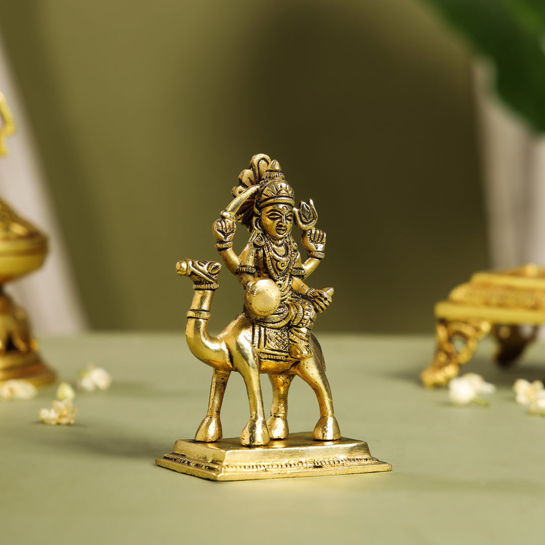 Brass Goddess Dasama Seated On Camel Idol (4.8 Inch) Vedansh Craft