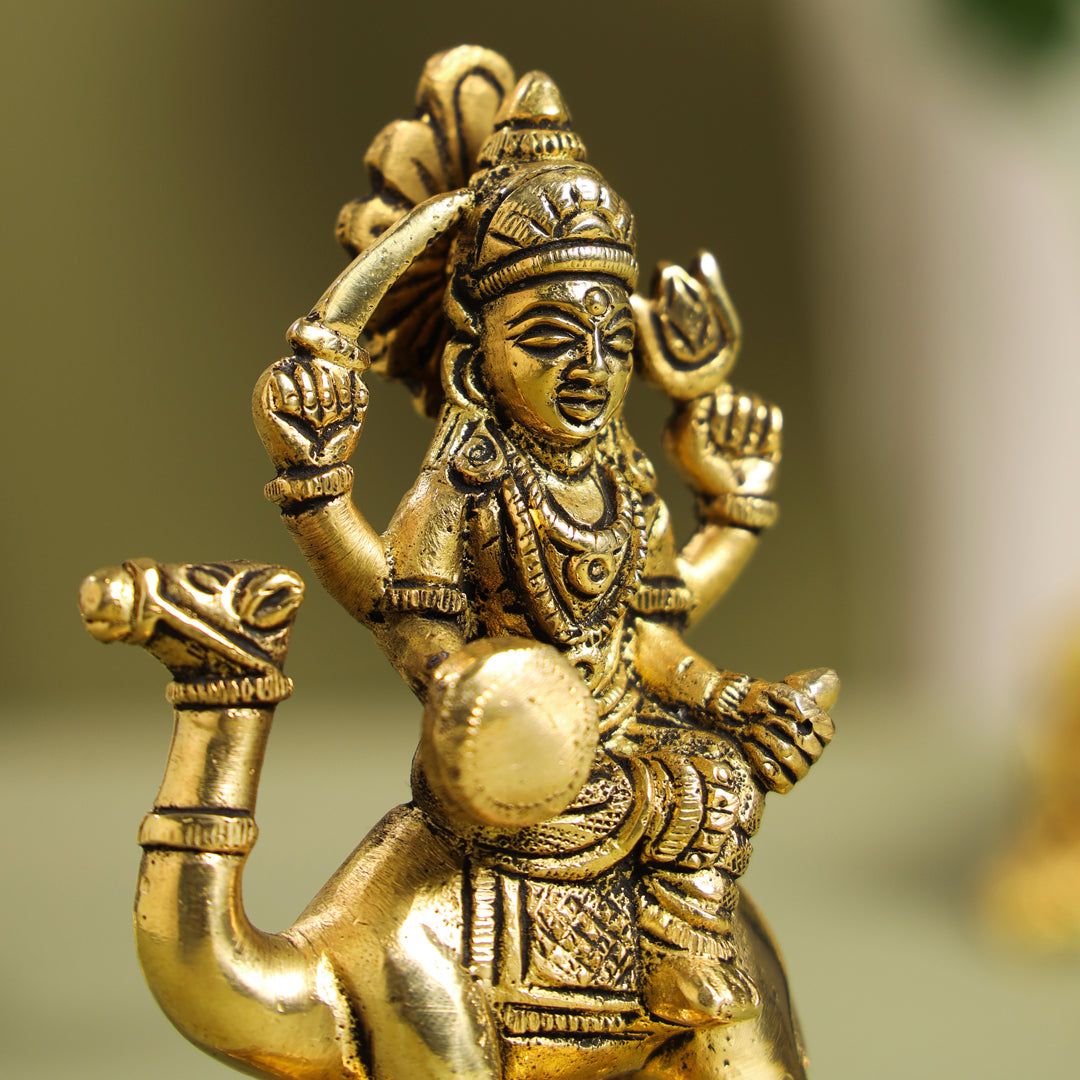 Brass Goddess Dasama Seated On Camel Idol (4.8 Inch) Vedansh Craft