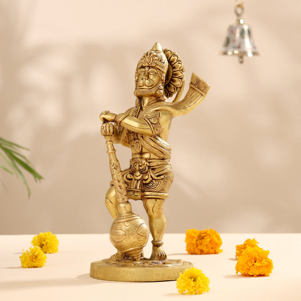 Brass Lord Hanuman Standing Idol (14 Inch) Vedansh Craft