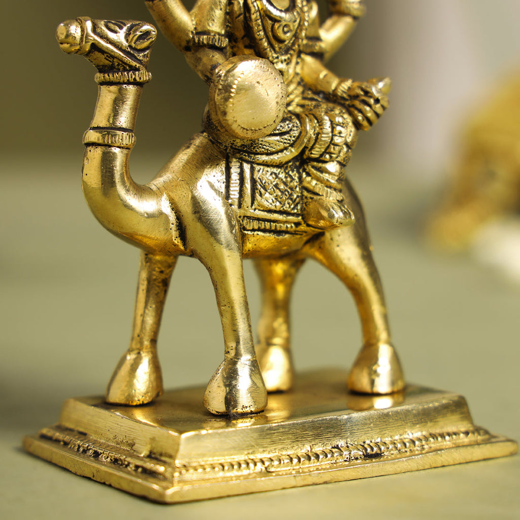 Brass Goddess Dasama Seated On Camel Idol (4.8 Inch) Vedansh Craft