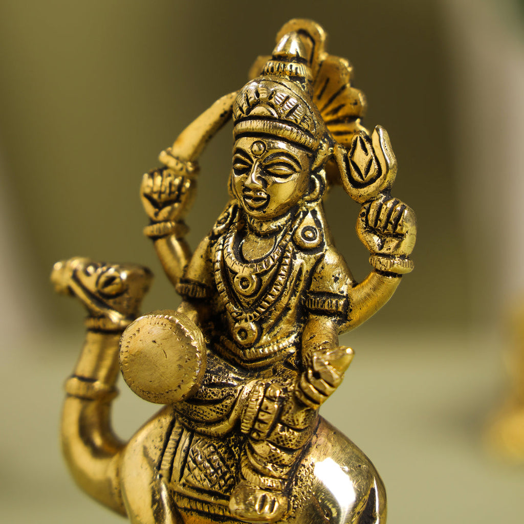 Brass Goddess Dasama Seated On Camel Idol (4.8 Inch) Vedansh Craft