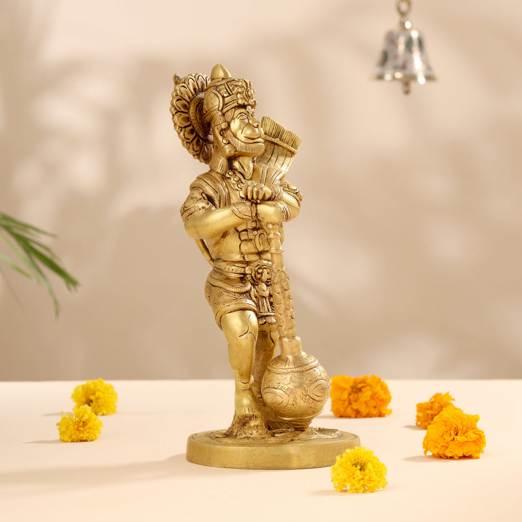 Brass Lord Hanuman Standing Idol (14 Inch) Vedansh Craft