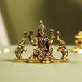 Brass Superfine Goddess Sitting Gaja Lakshmi Idol (3 Inch) Vedansh Craft
